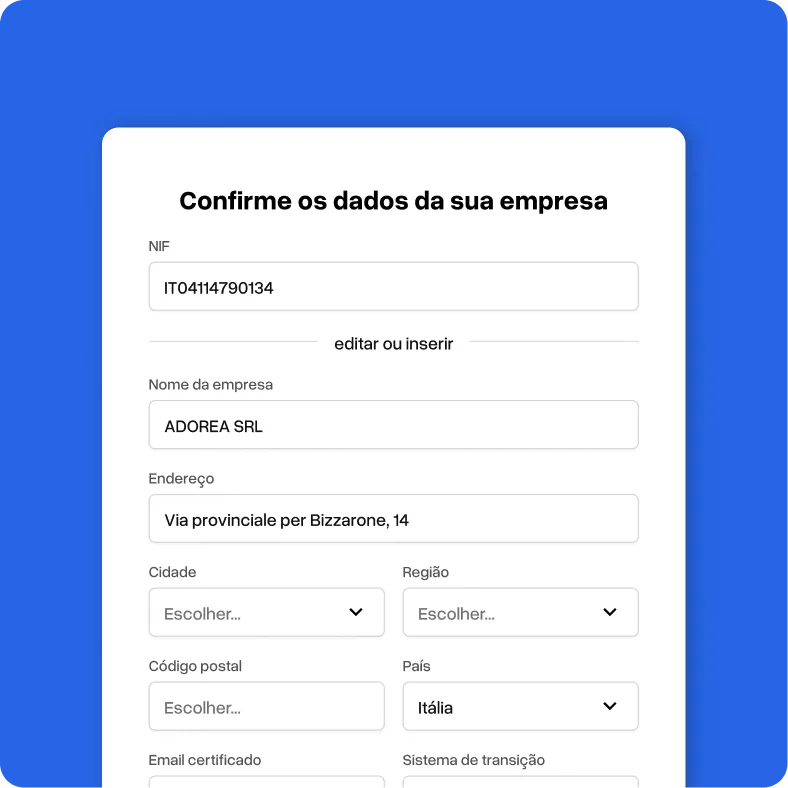 1. Registe a sua empresa